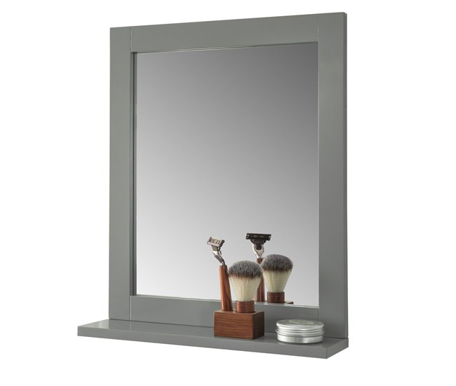 Espelho de parede com 1 prateleira FRG129-SG SoBuy 40x10 Cinza