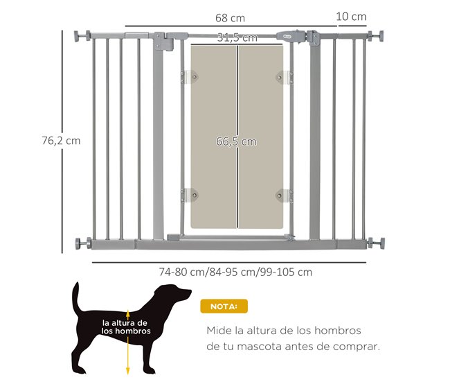 Barreira de Segurança de Cães PawHut D06-146V02GY Cinza