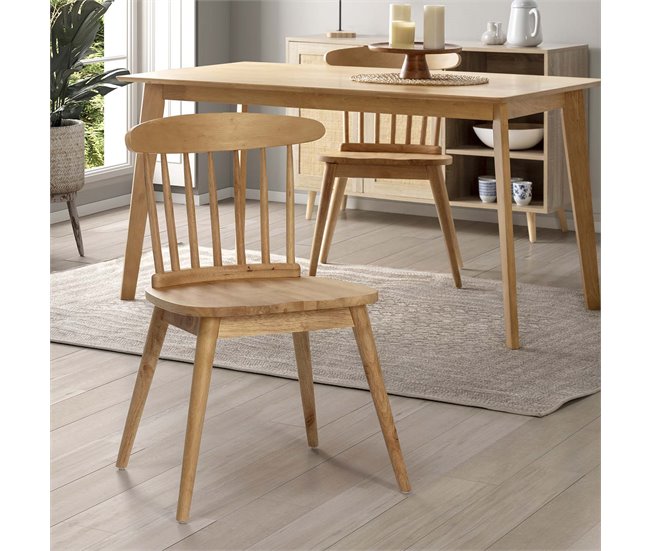  Conjunto de 2 cadeiras de jantar em madeira Ben Carvalho