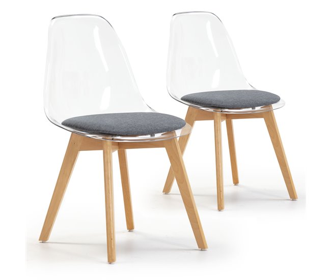 Conjunto de 2 cadeiras de jantar Bruno Transparent Transparente