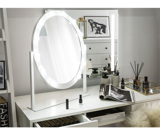 Beliani Espelho de maquilhagem ROSTRENEN Branco