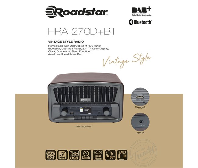 Radio Retro Roadstar HRA-270D+BT Madeira