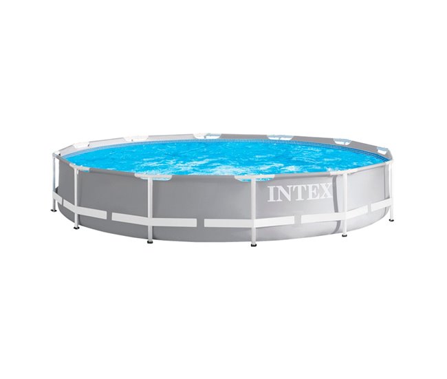 INTEX Prism Frame piscina redonda desmontável com sistema de filtragem Cinza