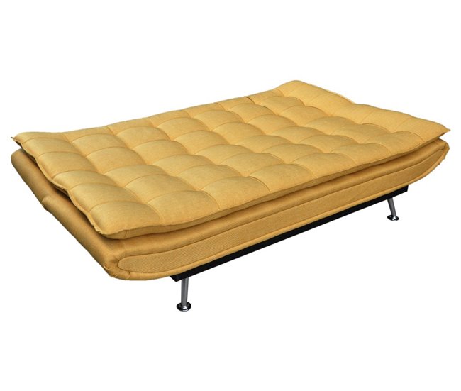 Sofá cama em tecido WILLEM Amarelo