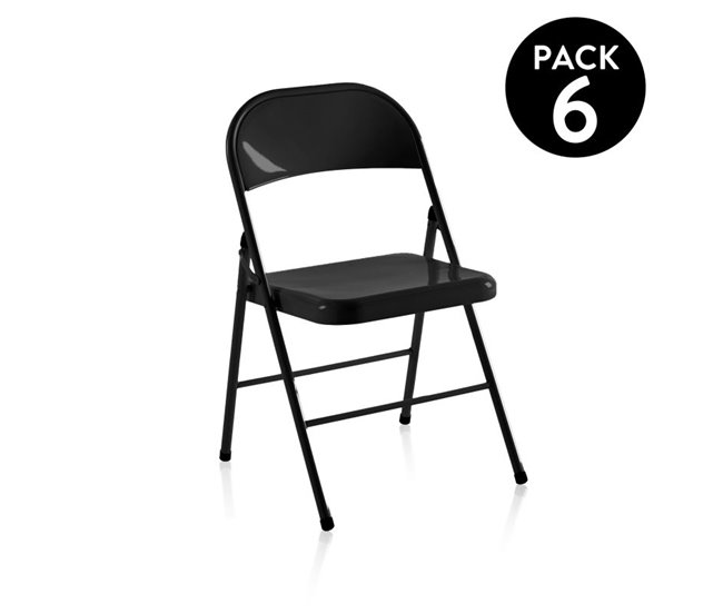 Pack 6 cadeiras dobráveis Six Preto