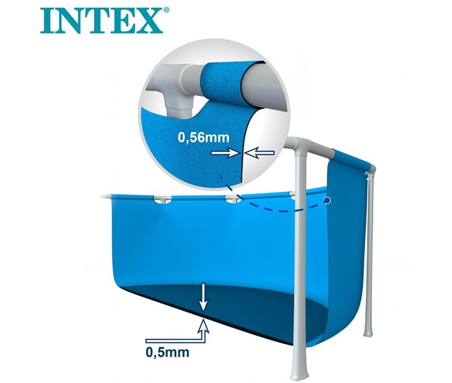 INTEX Piscina com estrutura metálica tubular rectangular com sistema de filtragem Azul