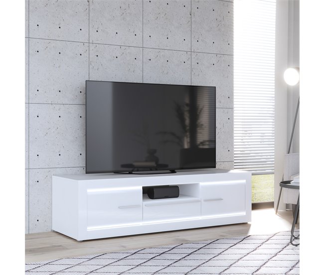 Móvel de TV branco LIVING 157,70 cm Branco Brillo