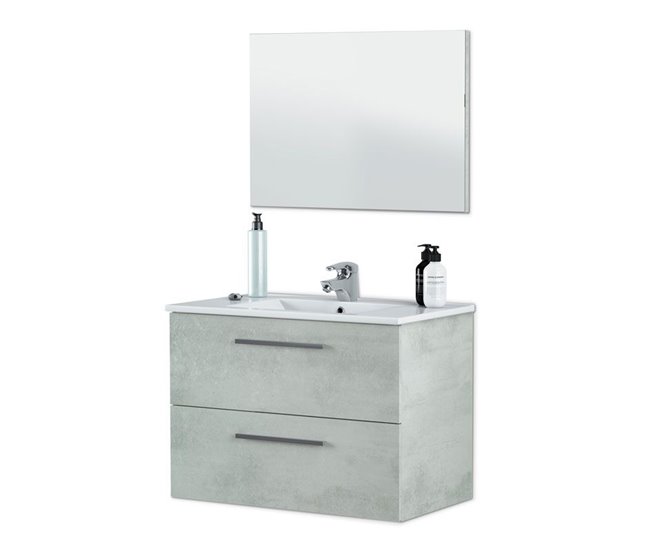Móvel de casa de banho Aruba 2 gavetas + espelho Cinza