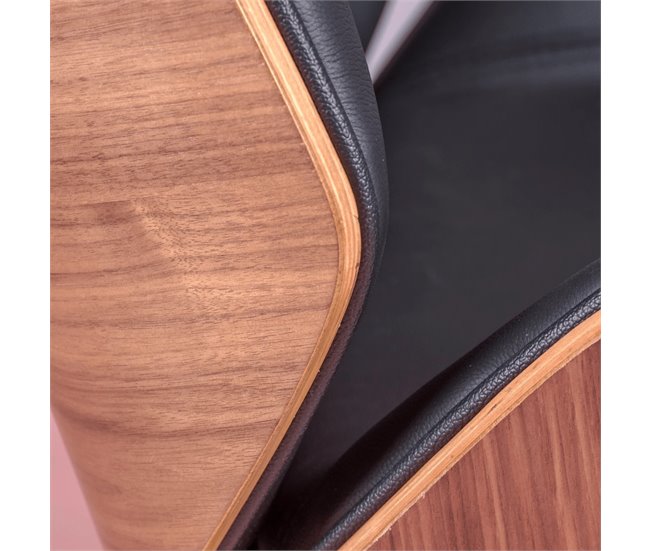 Cadeira de escritório em nogueira e em couro italiana - Nordic Preto