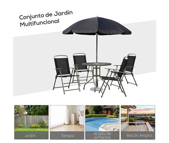 Conjunto de Móveis de Jardim Outsunny 01-0709 Preto