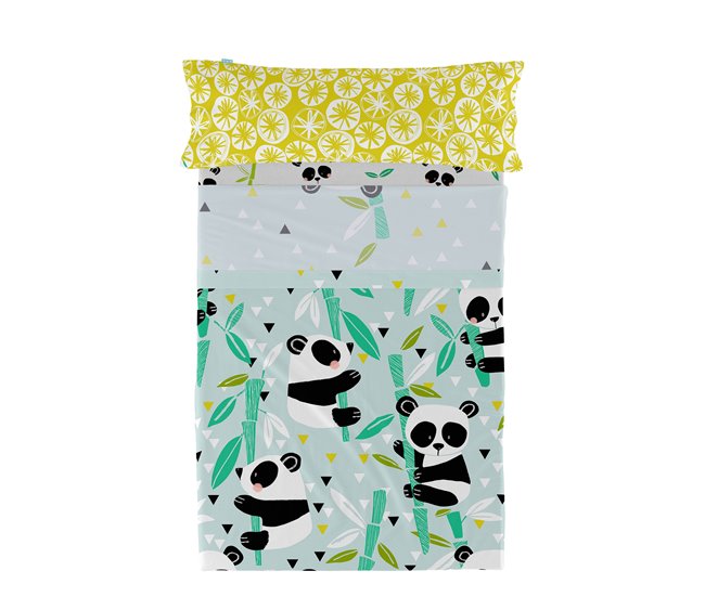 Panda garden blue jogo de lençol 