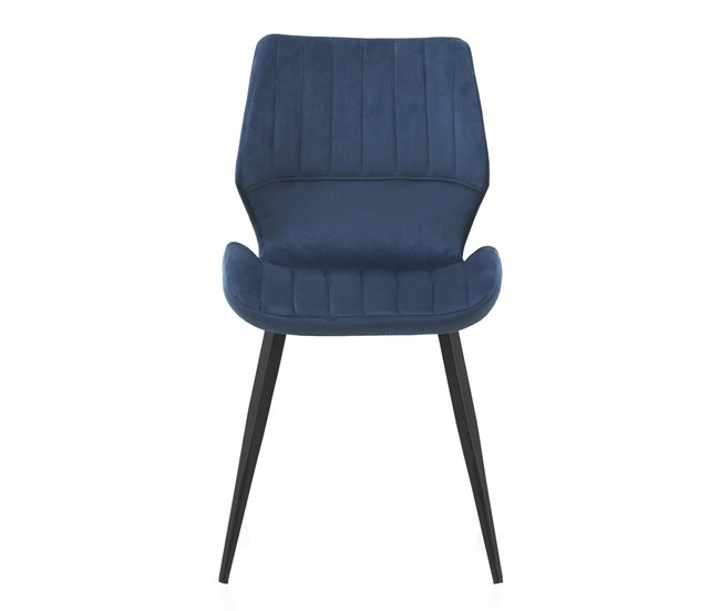 Pacote com 2 cadeiras estofadas em veludo com pernas de metal Azul