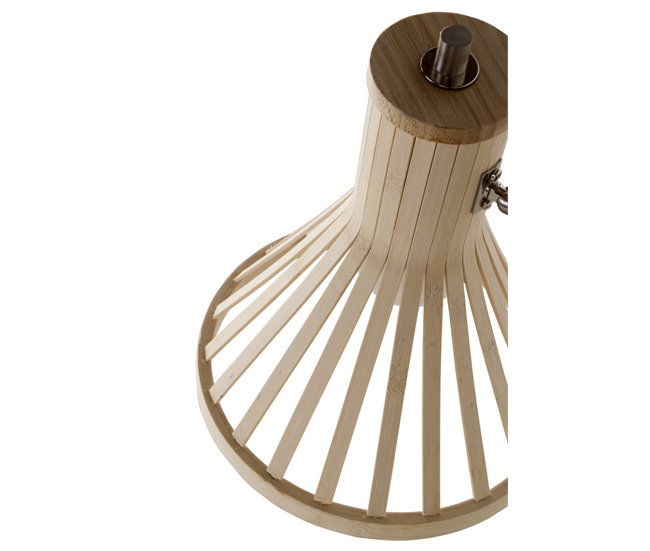 Luminária de chão de bambu com base de metal Natural
