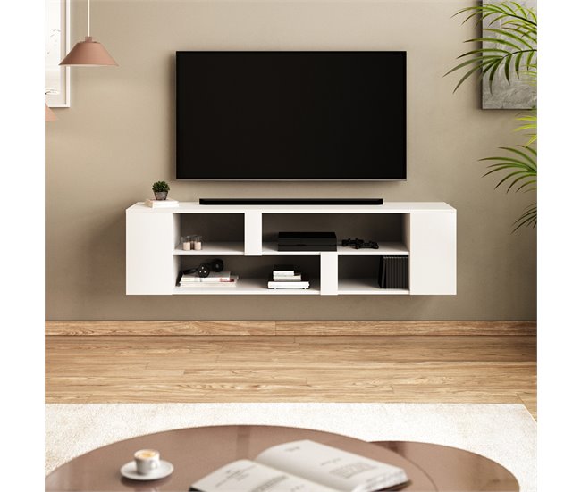 Móvel TV branco de parede Cleon Branco