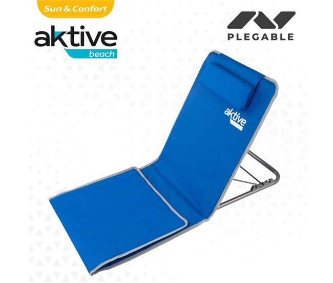 Tapete dobrável com encosto reclinável, almofada e bolso Aktive Azul