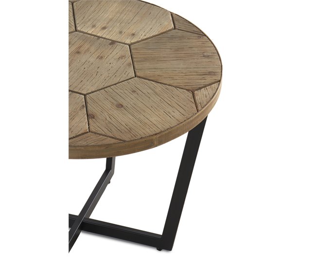 Mesa de centro de madeira de freixo com perna de metal Natural