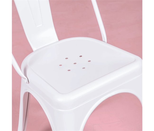 Cadeira metálica em aço estilo industrial - Bistro Branco