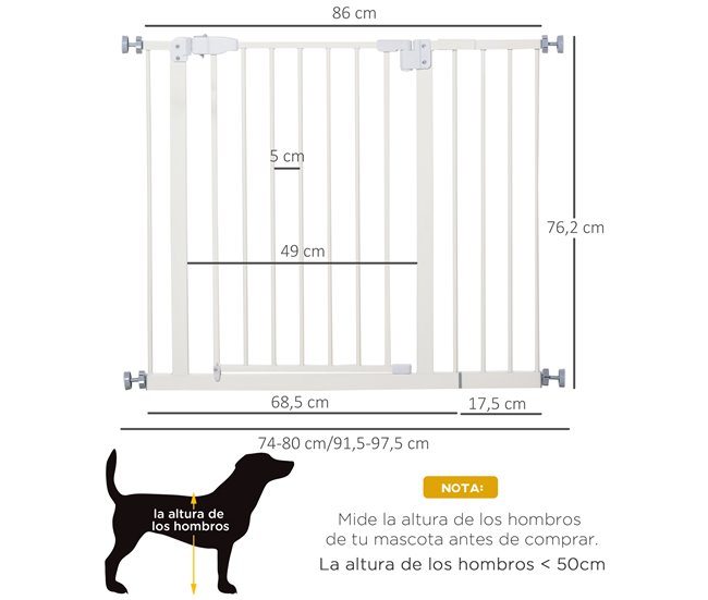 Portão de Segurança Animal PawHut D06-099 Branco