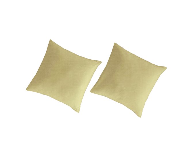 2 Fronhas para almofada liso lino/algodão orgânico Amarelo