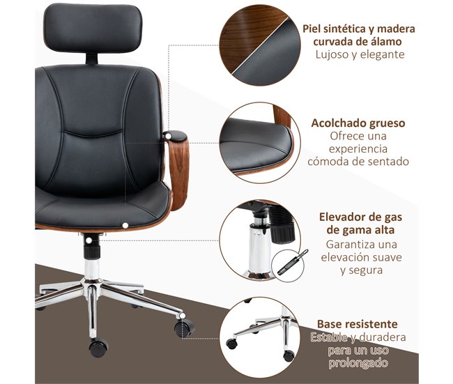  Cadeira de escritório Vinsetto 921-609V00BK Preto