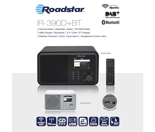 Rádio portátil Roadstar IR-390D+BT/WH Branco