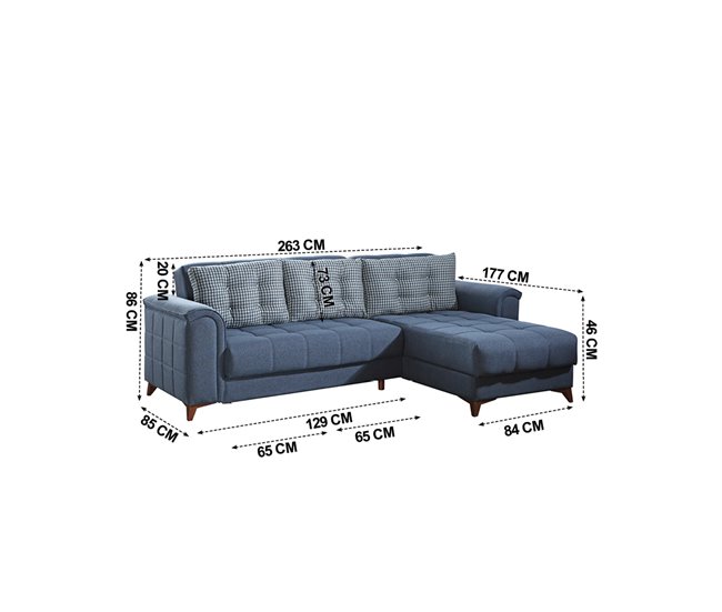 Chaise longue reversível com cama ELZA Azul
