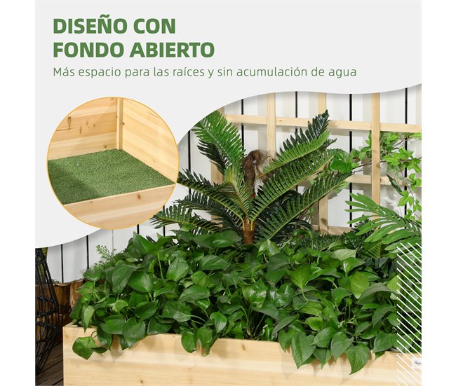  Vaso para plantas com treliça Outsunny 845-873V00ND Madeira