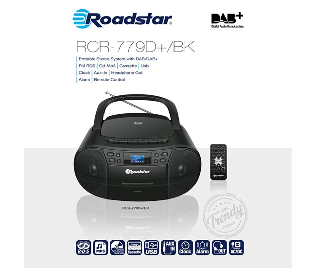 Radio CD Roadstar RCR-779D+/BK Preto