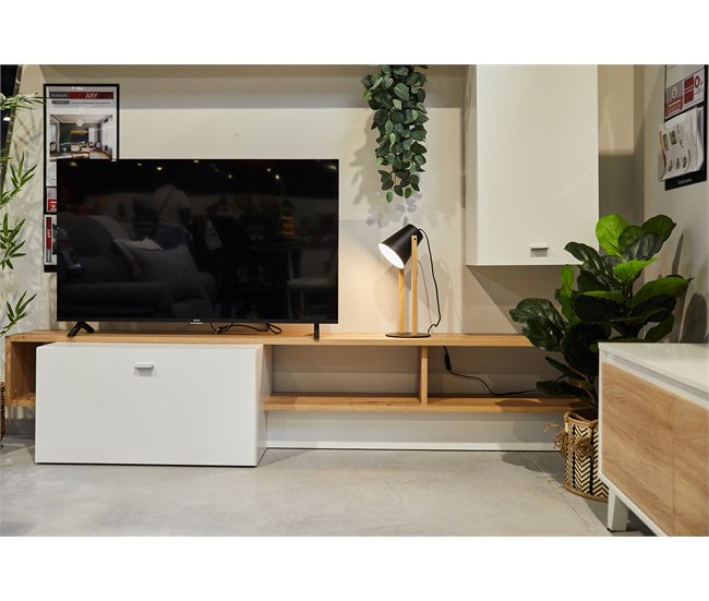 Compacto de TV ARY 225 cm branco e carvalho Branco/ Madeira