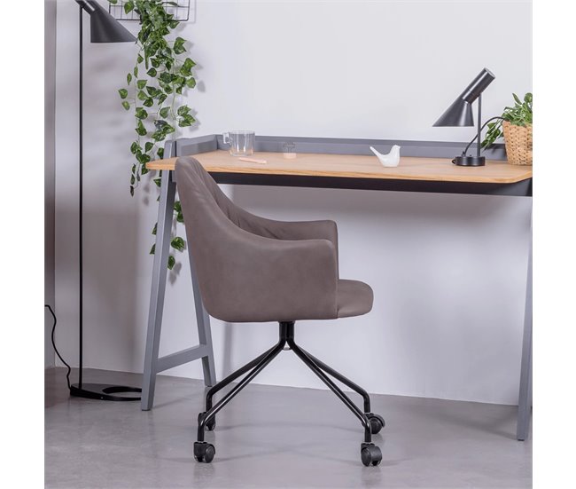 Cadeira de escritório estofada em tecido vintage - Skyline Castanho