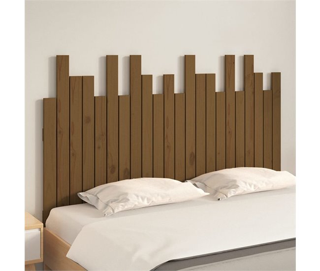 Cabeceira de cama de parede em madeira maciça 140 Castanho