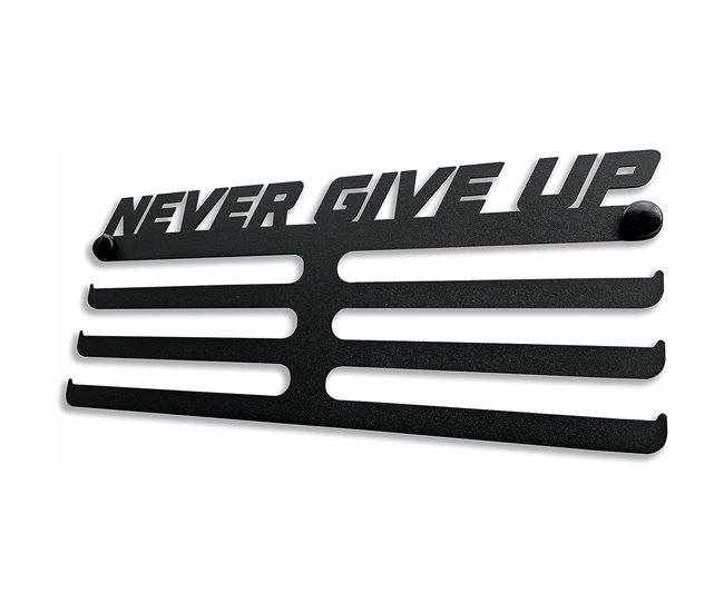 Porta-medalhas Never Give Up Preto