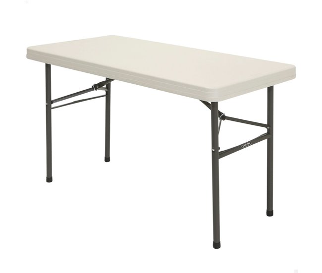 Mesa patas plegables rectangular crema LIFETIME 122 x 61 x 74 cm Creme