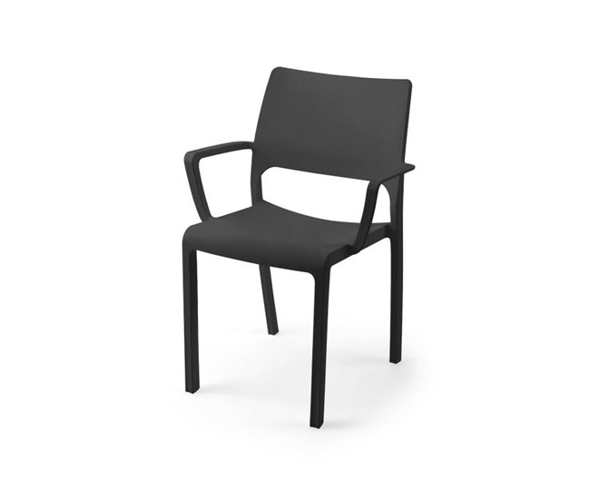 Conjunto de 4 cadeiras Ocean empilháveis Cinza Escuro