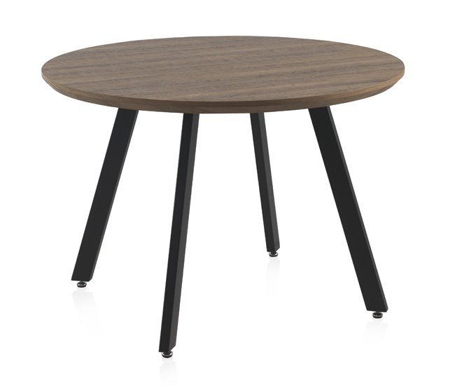 Mesa redonda de melamina com efeito de madeira com pernas de metal Natural