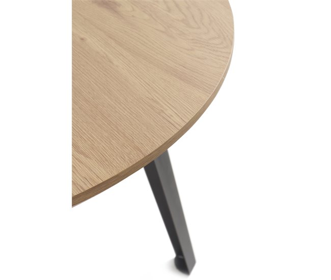 Mesa redonda de melamina com efeito de madeira com pernas de metal Natural