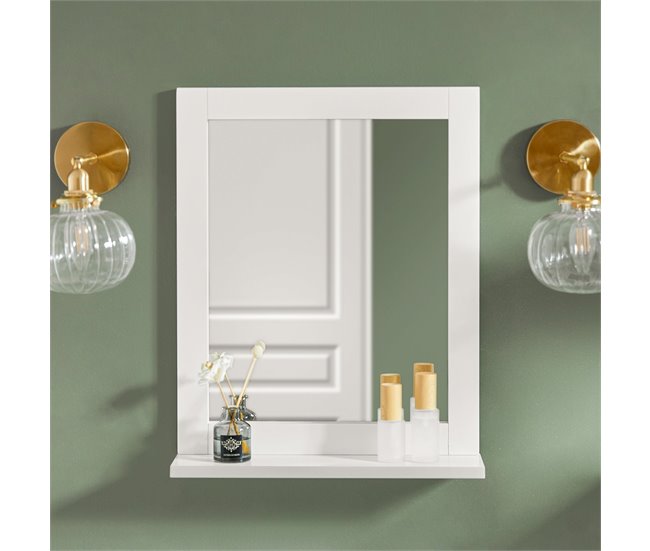 Espelho de casa de banho 2 em 1 e prateleira FRG129-W SoBuy Branco
