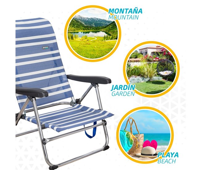 Aktive saving pack de 2 cadeiras de praia Mykonos multiposição anti-entalamento 46,5x50x85 cm Azul