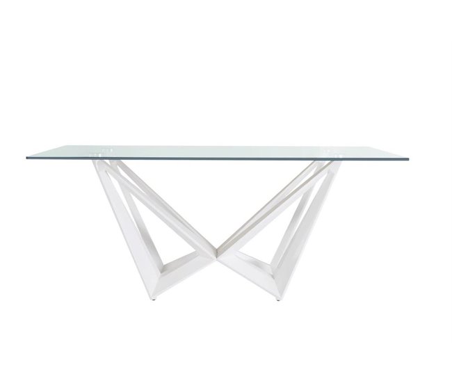 Mesa jantar tampo de vidro MILENIUM Branco