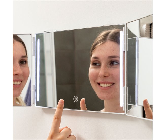 Espelho para Casa de Banho com Luz LED e Visão 360º Branco