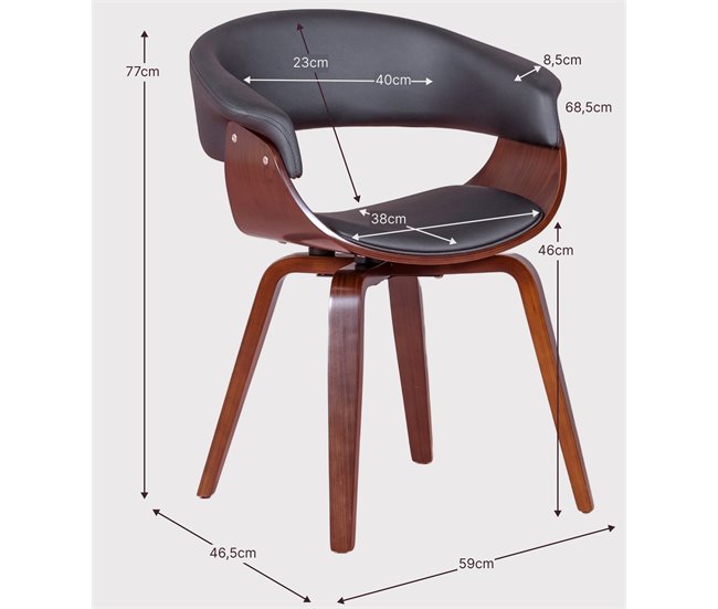 Cadeira com braços e em imitação de couro - Burrow Preto