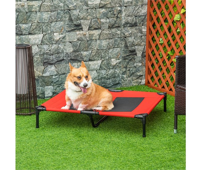 Cama Elevada para Cães PawHut D1-0238 Vermelho