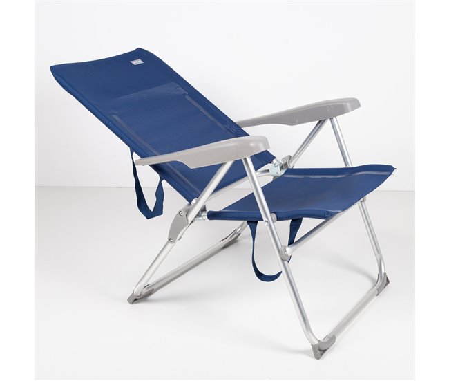 Cadeira de praia alta multiposições dobrável Slim Aktive Azul Marino