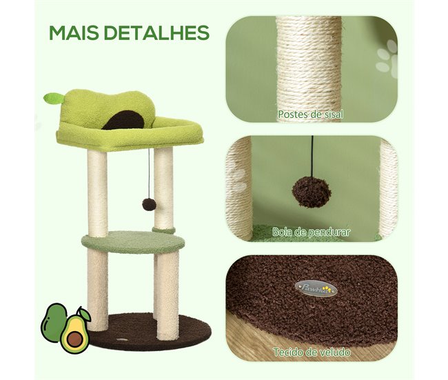 Árvore Arranhador para Gatos PawHut D30-579V00GN Verde