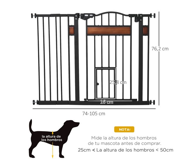 Barreira de Segurança para Cães PawHut D06-121V01 Preto