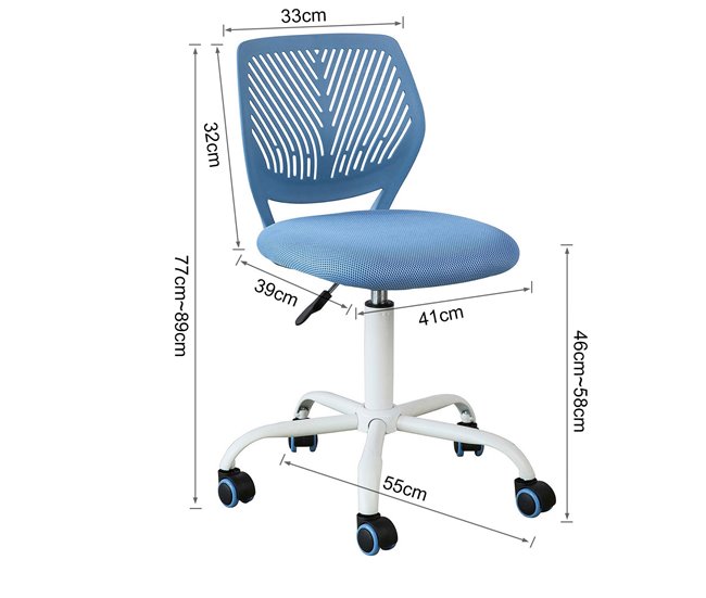 Cadeira giratória de escritório de altura ajustável FST64-R SoBuy Azul