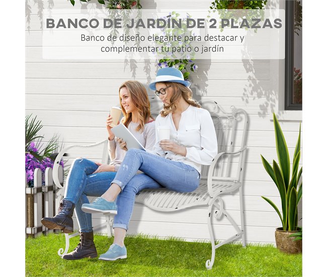 Banco de Jardim Outsunny 84B-658WT 110x60 Branco