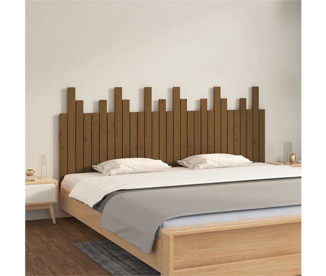 Cabeceira de cama de parede em madeira maciça 185 Castanho