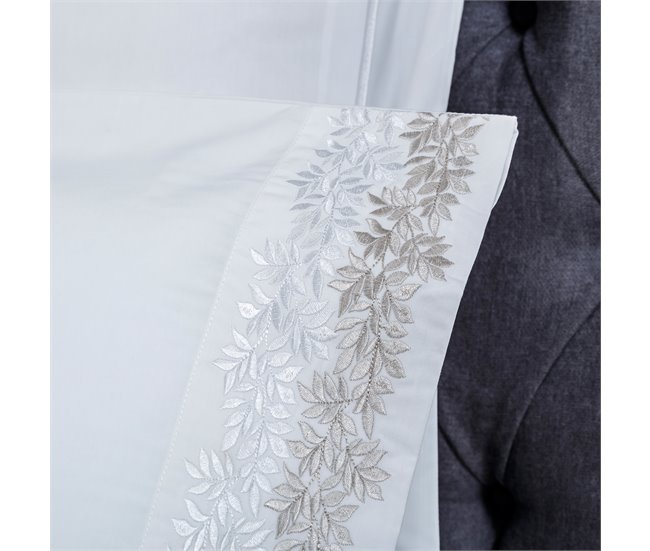  Conjunto de lençóis de cama bordados ZUYANA em algodão 200 fios branco 