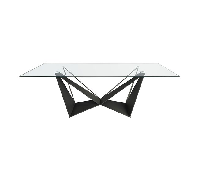 Mesa de jantar rectangular em vidro Transparente